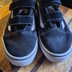 Vans Kids Black and White Velcro Sneakers